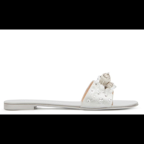 giuseppe zanotti BNIB silver jeweled flat slides - Picture 7 of 9